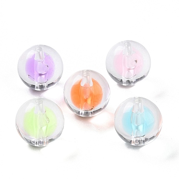 UV Plating Iridescent Transparent Acrylic Bead in Bead, Round, Lantern, 15mm, Hole: 2.5mm, 226pcs/500g