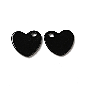 Spray Painted 201 Stainless Steel Charms, Heart Charm, Black, 10x9x1mm, Hole: 1.4mm