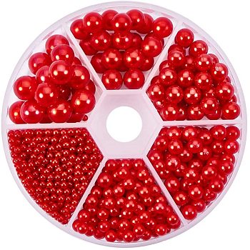 Imitation Pearl Acrylic Beads, No Hole/Undrilled, Round, Red, 8x2cm