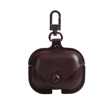 Imitation Leather Wireless Earbud Carrying Case, Earphone Storage Pouch, Coconut Brown, 52x65mm
