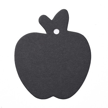 Paper Gift Tags, Hange Tags, For Arts and Crafts, Apple, Black, 63.5x53x0.3mm, Hole: 4mm