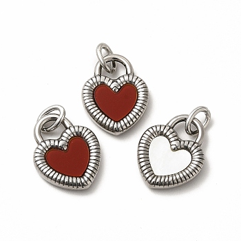 304 Stainless Steel Acrylic Pendants, with  Shell and Jump Rings, Heart, Stainless Steel Color, 18x14x3mm, Hole: 2.8mm