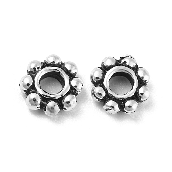 925 Thailand Sterling Silver Spacer Beads, Daisy Flower, Antique Silver, 5x1.5mm, Hole: 1.6mm