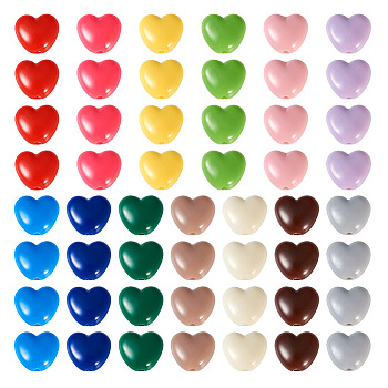 130Pcs 13 Colors Opaque Acrylic Beads, Heart, Mixed Color, 9x9.5x5.5mm, Hole: 1.5mm, 10pcs/color