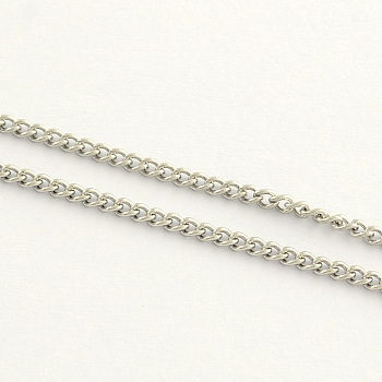 Stainless Steel Twisted Chains, with Spool, Unwelded, Stainless Steel Color, 2.5x2x0.5mm, about 82.02 Feet(25m)/roll