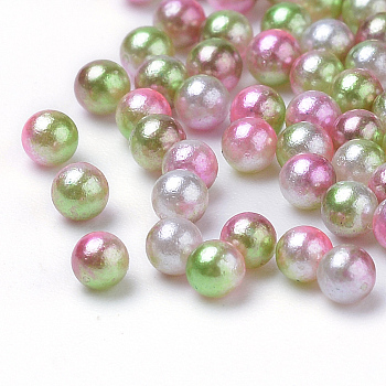 Rainbow Acrylic Imitation Pearl Beads, Gradient Mermaid Pearl Beads, No Hole, Round, Dark Sea Green, 6mm, about 5000pcs/bag