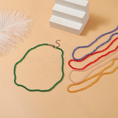 Transparent Glass Bicone Beaded Necklaces with 304 Stainless Steel Lobster Claw Clasp & Chain Extender(NJEW-JN04223)-7
