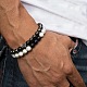 2Pcs 2 Style 8mm Round Natural Howlite & Frosted Black Agate Stretch Bracelets Set(TH1702-3)-1