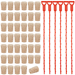 200Pcs Cork Bottle Stoppers, Cone, 6Pcs PP Drain Snake Hair Drain Clog Remover Cleaning Tool, Mixed Color, 17x10.5~13mm(FIND-BC0014-56)