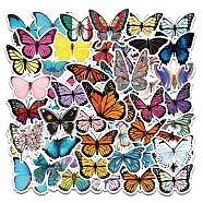 50Pcs PVC Cartoon Stickers, Self-adhesive Waterproof Decals, for Suitcase, Skateboard, Refrigerator, Helmet, Computer, Mobile Phone Shell, Butterfly, 50~80mm(PC-PW0001-06D)
