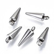 201 Stainless Steel Pendants, Cone, Stainless Steel Color, 12.5x4mm, Hole: 1.6mm(STAS-S117-002A-01)