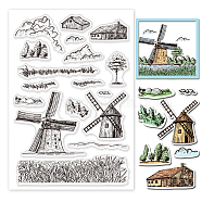 Custom PVC Plastic Clear Stamps, for DIY Scrapbooking, Photo Album Decorative, Cards Making, Windmill, 160x110x3mm(DIY-WH0448-0508)