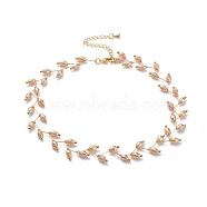 Electroplate Faceted Oval Glass Beaded Necklaces, with Brass Ball Head Pins, Chain Extension and Lobster Claw Clasps, Golden, Navajo White, 12.4 inch(31.5cm)(NJEW-JN02625-04)