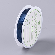 Round Copper Wire, for Jewelry Making, Marine Blue, 0.3mm, about 82.02 Feet(25m)/roll(CWIR-CJC0001-09)