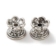 Brass Spacer Beads, Cadmium Free & Lead Free, Flower, Antique Silver, 9x6.5mm, Hole: 1.8mm(KK-M284-05AS)