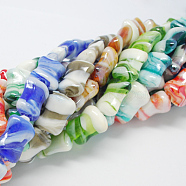 Handmade Lampwork Beads, Pearlized, Bone, Mixed Color, 20x16x9mm, Hole: 2mm(LAMP-R538-M)