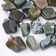 Natural Indian Agate Pendants, with Stainless Steel Snap On Bails, Nuggets, 15~35x10~20x5~15mm, Hole: 3x7.5mm(G-Q996-14)
