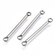 304 Stainless Steel Links Connectors, Bar Links, Stainless Steel Color, 26x1mm, Hole: 2mm(X-STAS-S117-005)