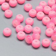 Transparent Stripe Resin Beads, Round, Hot Pink, 8mm, Hole: 2mm(X-RESI-S345-8mm-01)