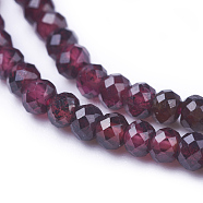 Natural Garnet Beads Strands, Faceted, Rondelle, 3x2mm, Hole: 0.5mm, about 173pcs/strand, 15.5 inch(39.5cm)(G-E538-03)
