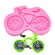 Bicycle-shaped Food Grade Silicone Molds, Fondant Molds, For DIY Cake Decoration, Candy, Chocolate, UV Resin & Epoxy Resin Craft Making, Hot Pink, 49x69x5mm, Inner Diameter: 37x61mm(DIY-D042-01)