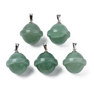 Natural Green Aventurine Pendants, with Stainless Steel Color Tone Stainless Steel Findings, Planet, 22.5x20mm, Hole: 3x5mm(PORC-T132-053D)