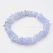 Natural  Blue Lace Agate Beaded Stretch Bracelets, 2-1/8 inch(54mm)(X-BJEW-JB02683-01)