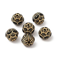 Transparent Acrylic Beads, Golden Metal Enlaced, Flower, Black, 10.5mm, Hole: 1.8mm(X-OACR-C016-03B)