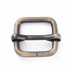 Iron Adjuster Slides Buckles, Roller Pin Buckles Slider Strap Adjuster, for DIY Belt Accessories, Rectangle, Brushed Antique Bronze, 27x32x8mm, Hole: 21x21mm(IFIN-WH0067-79A-AB)