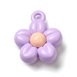 Spray Plating Alloy Pendants, Cadmium Free & Lead Free, Flower, Lilac, 15x12x6mm, Hole: 1.5mm(PALLOY-S186-14G)