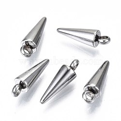 201 Stainless Steel Pendants, Cone, Stainless Steel Color, 12.5x4mm, Hole: 1.6mm(STAS-S117-002A-01)