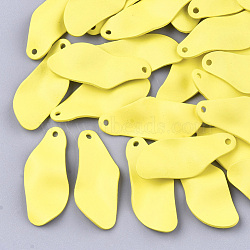 Spray Painted Iron Pendants, Yellow, 30.5x12x3mm, Hole: 1mm(X-IFIN-S704-23A)