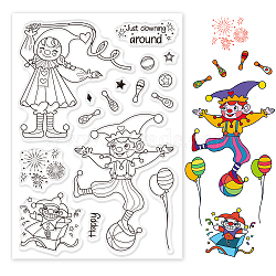 PVC Plastic Stamps, for DIY Scrapbooking, Photo Album Decorative, Cards Making, Stamp Sheets, Clown Pattern, 16x11x0.3cm(DIY-WH0167-56-610)