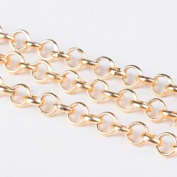 Iron Rolo Chains, Belcher Chain, Unwelded, Light Gold, Long-Lasting Plated, 5x1.5mm(X-CHT037Y-01)