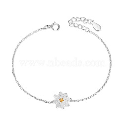 SHEGRACE Trendy 925 Sterling Silver White Lotus Flower Link Bracelet, Silver, 136mm(JB07A)