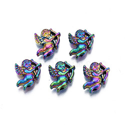 Rack Plating Rainbow Color Alloy Beads, Cadmium Free & Nickel Free & Lead Free, Cupid, 12x10.5x3.5mm, Hole: 1.5mm(PALLOY-S180-330)