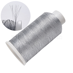 Nylon Metallic Thread, Embroidery Thread, 9-Ply, Silver, 0.6mm, about 492.12 yards(450m)/roll(MCOR-T002-01C-02)