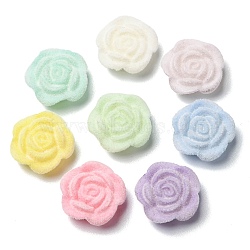 Flocking Resin Beads, Rose Flower Beads, Mixed Color, 18.5x19x7mm, Hole: 1.8mm(RESI-F043-04)