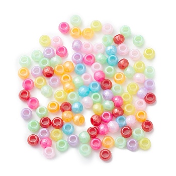 Opaque Plastic Pearlized Beads, Faceted, Rondelle, Mixed Color, 9x6.5mm, Hole: 4.3mm, about 1800pcs/500g