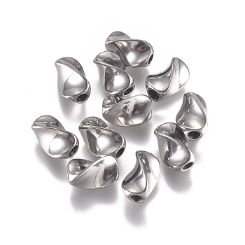 304 Stainless Steel Beads, Twist, Stainless Steel Color, 10x6mm, Hole: 2mm