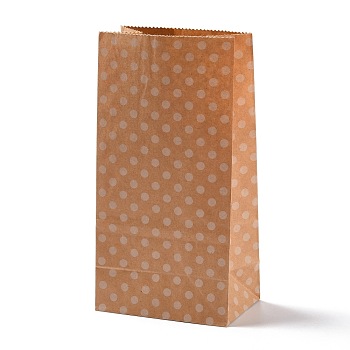 Rectangle Kraft Paper Bags, None Handles, Gift Bags, Polka Dot Pattern, BurlyWood, 9.1x5.8x17.9cm