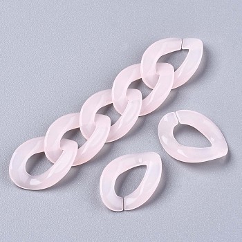 Imitation Jelly Acrylic Linking Rings, Quick Link Connectors, for Cable Chains Making, Twist, Pink, 23x17mm, about 800pcs/500g