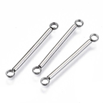 304 Stainless Steel Links Connectors, Bar Links, Stainless Steel Color, 26x1mm, Hole: 2mm