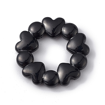 304 Stainless Steel Linking Rings, Heart Ring, Electrophoresis Black, 18x3mm, Inner Diameter: 8.5mm