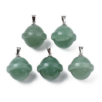 Natural Green Aventurine Pendants, with Stainless Steel Color Tone Stainless Steel Findings, Planet, 22.5x20mm, Hole: 3x5mm