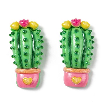 Spring Theme Opaque Resin Decoden Cabochons, Cactus, 34x17.5x9mm