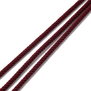 Round Polyester Cord, Twisted Cord, for Moving, Camping, Outdoor Adventure, Mountain Climbing, Gardening, Dark Red, 3mm