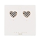 Black and White Checkerboard Heart Stud Earrings(EJEW-Z013-01LG)-3
