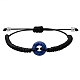 Natürliches blaues Punkt-Jaspis-Donut-Armband mit geflochtenen Perlen(BJEW-SW00047-08)-1