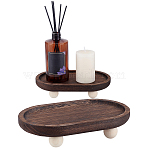 Wooden Display Riser Trays for Jewelry, Oval, Coconut Brown, 19.8x11.7x4.4cm(ODIS-WH20025-11B)